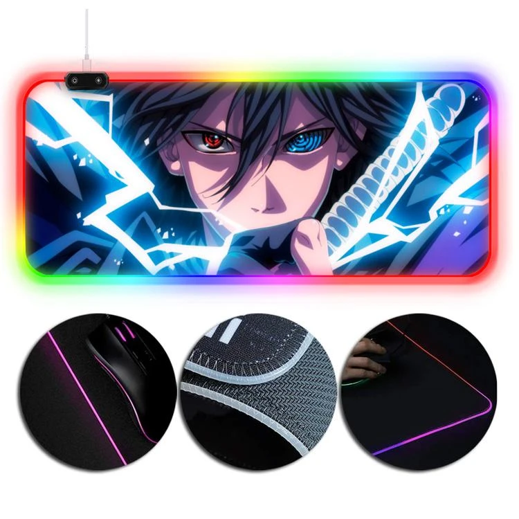 OneHeroSuits RGB Gaming Mouse Pad Sasuke Sharingan Rinnegan Eyes Lightning Printing Extra Large