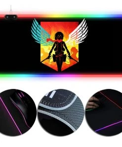 OneHeroSuits Mikasa Ackerman Creative Printed LED Mouse Pad Large Extended Mousepad Full Desktop