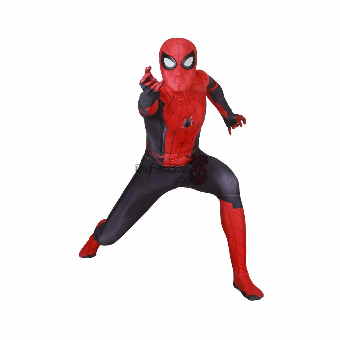 OneHeroSuits Spider Man Spandex Suit Far From Home Black And Red Cosplay Bodysuit Zentai/Jumpsuit