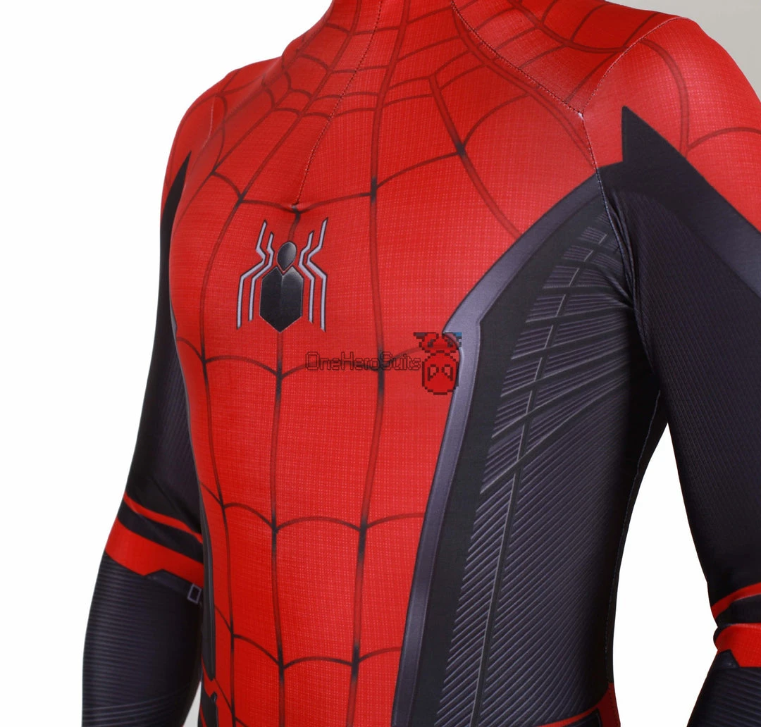 OneHeroSuits Spider Man Spandex Suit Far From Home Black And Red Cosplay Bodysuit Zentai/Jumpsuit