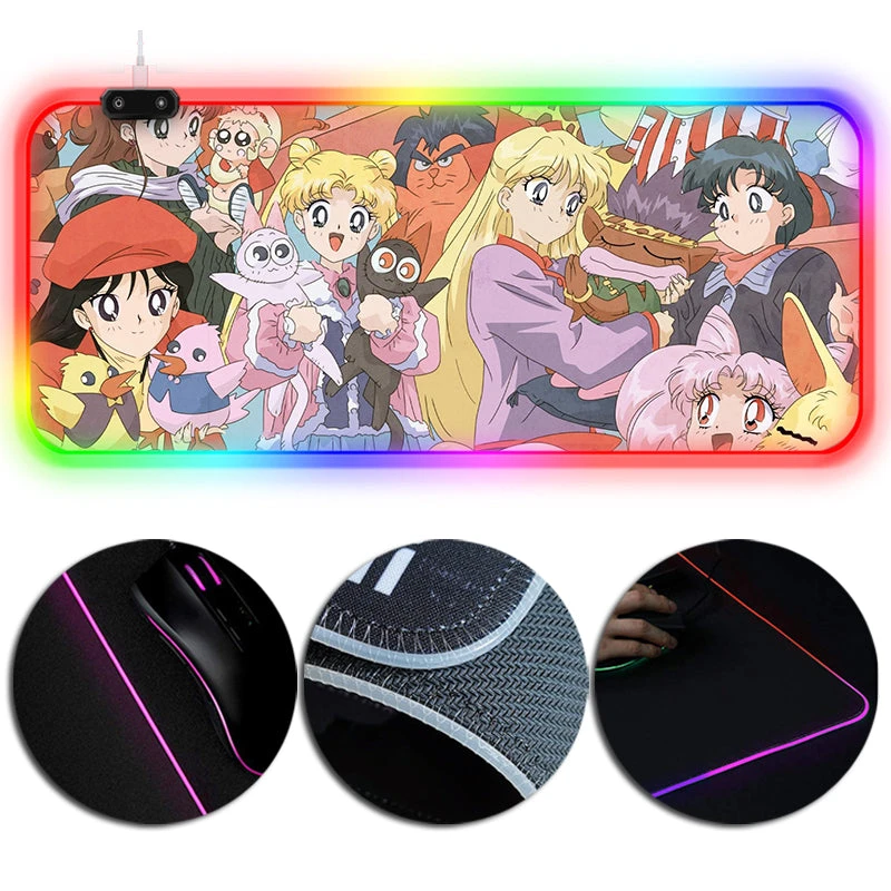 OneHeroSuits Sailor Moon LED Mouse Pad Creative Painting Large Extended Mousepad