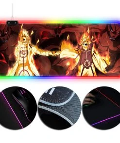 OneHeroSuits Naruto Mouse Pad Double Nine Tailed Fox Printed RGB Gaming Mouse Pad Extra Large