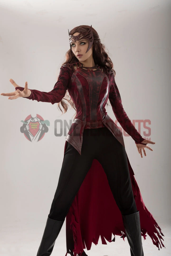 OneHeroSuits Scarlet Witch Wanda Cosplay Costumes Battle Damaged Edition Halloween Suits