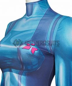 OneHeroSuits Costumes Metroid Cosplay Costume Samus Aran Blue Jumpsuits
