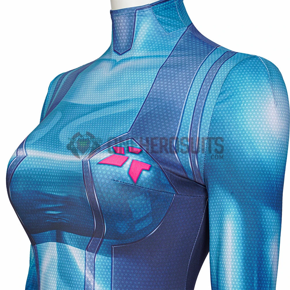 OneHeroSuits Costumes Metroid Cosplay Costume Samus Aran Blue Jumpsuits