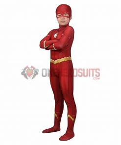 OneHeroSuits Kids Flash Season 5 Cosplay Suit Barry Allen Spandex BodySuit