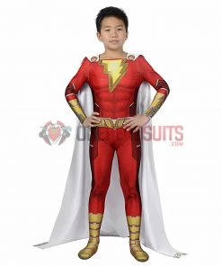 OneHeroSuits Kids Shazam Cosplay Suit Fury Of The Gods Spandex BodySuit Entry-level Cosplay Bodysuit & Zentai