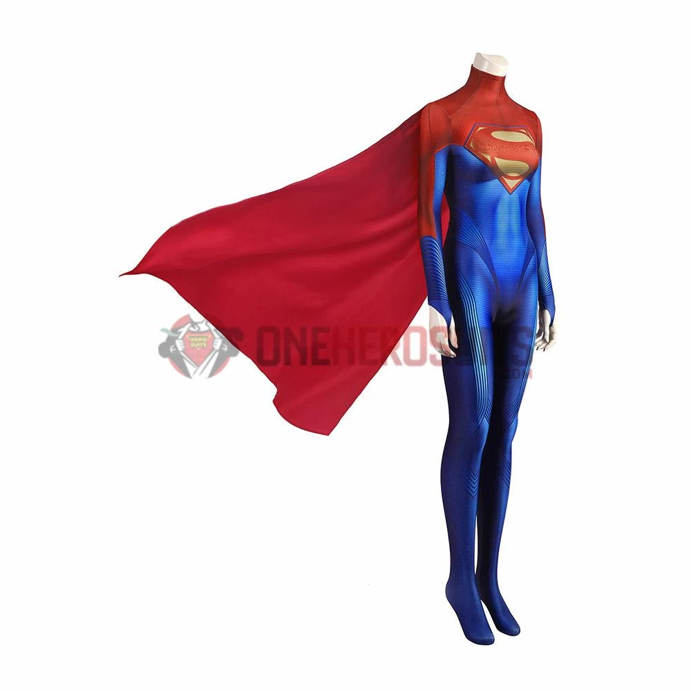 OneHeroSuits Costumes Supergirl Kara Zor-El Cosplay Costume 3D Printed Jumpsuits With Cloak