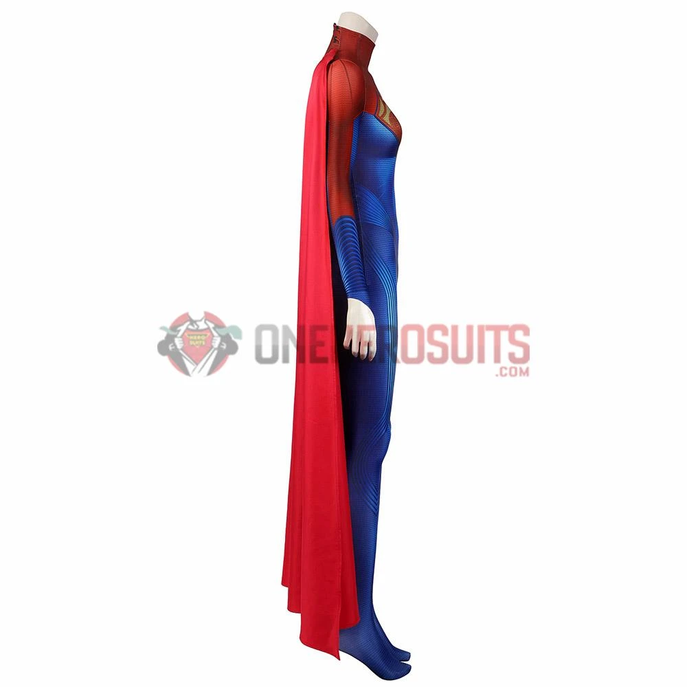 OneHeroSuits Costumes Supergirl Kara Zor-El Cosplay Costume 3D Printed Jumpsuits With Cloak