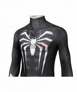 OneHeroSuits Spider Man Miles Morales PS5 Cosplay Suit Symbiote Black Spandex Bodysuit