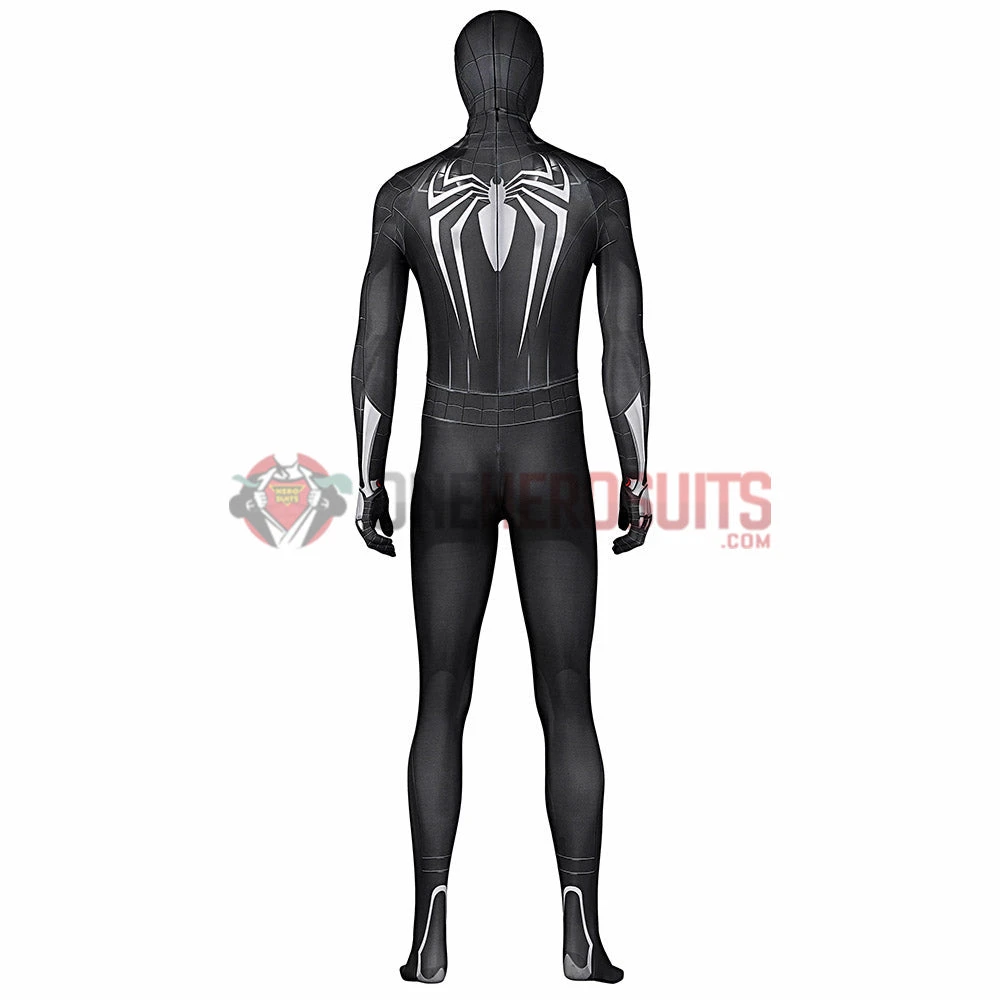 OneHeroSuits Spider Man Miles Morales PS5 Cosplay Suit Symbiote Black Spandex Bodysuit