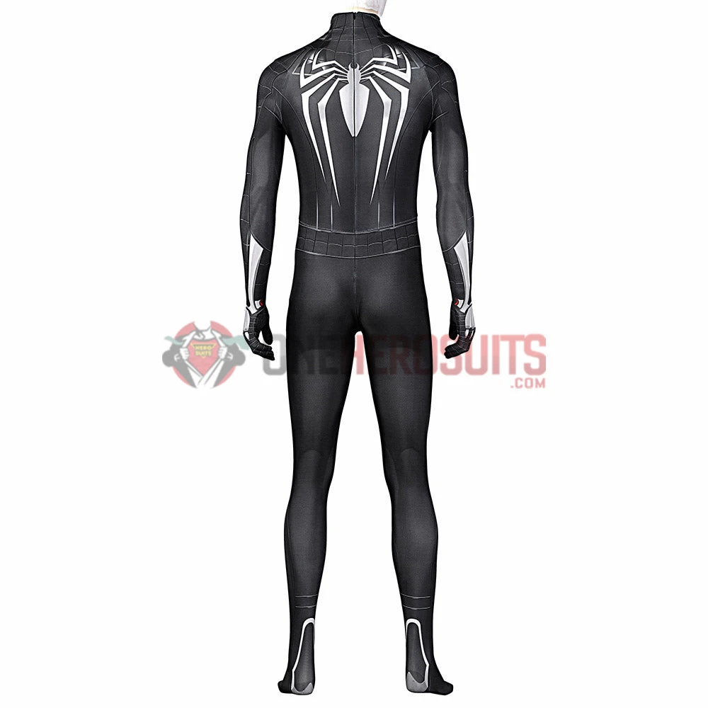 OneHeroSuits Spider Man Miles Morales PS5 Cosplay Suit Symbiote Black Spandex Bodysuit