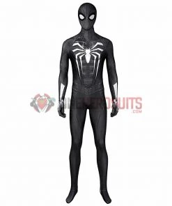 OneHeroSuits Spider Man Miles Morales PS5 Cosplay Suit Symbiote Black Spandex Bodysuit