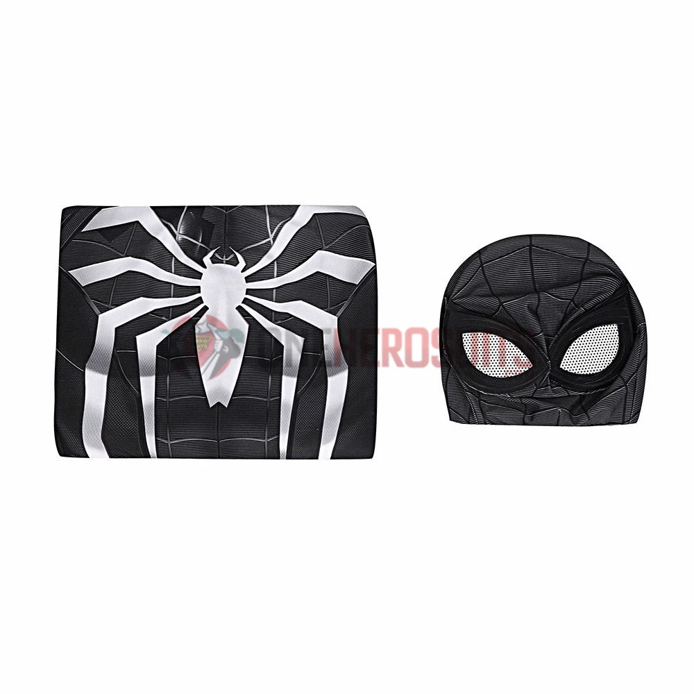 OneHeroSuits Spider Man Miles Morales PS5 Cosplay Suit Symbiote Black Spandex Bodysuit