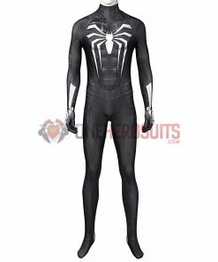 OneHeroSuits Spider Man Miles Morales PS5 Cosplay Suit Symbiote Black Spandex Bodysuit