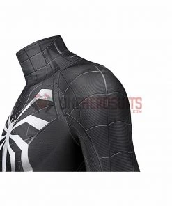 OneHeroSuits Spider Man Miles Morales PS5 Cosplay Suit Symbiote Black Spandex Bodysuit