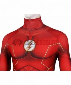 OneHeroSuits Costumes The Flash S8 Spandex Cosplay Bodysuit With Gold Boots