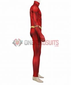 OneHeroSuits Costumes The Flash S8 Spandex Cosplay Bodysuit With Gold Boots