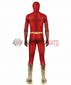 OneHeroSuits Costumes The Flash S8 Spandex Cosplay Bodysuit With Gold Boots