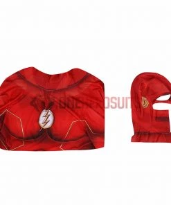 OneHeroSuits Costumes The Flash S8 Spandex Cosplay Bodysuit With Gold Boots